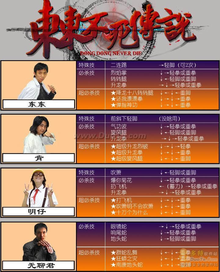 《东东不死传说》出招表